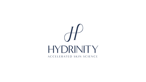 Hydrinity logo and tagline for skincare brand.
