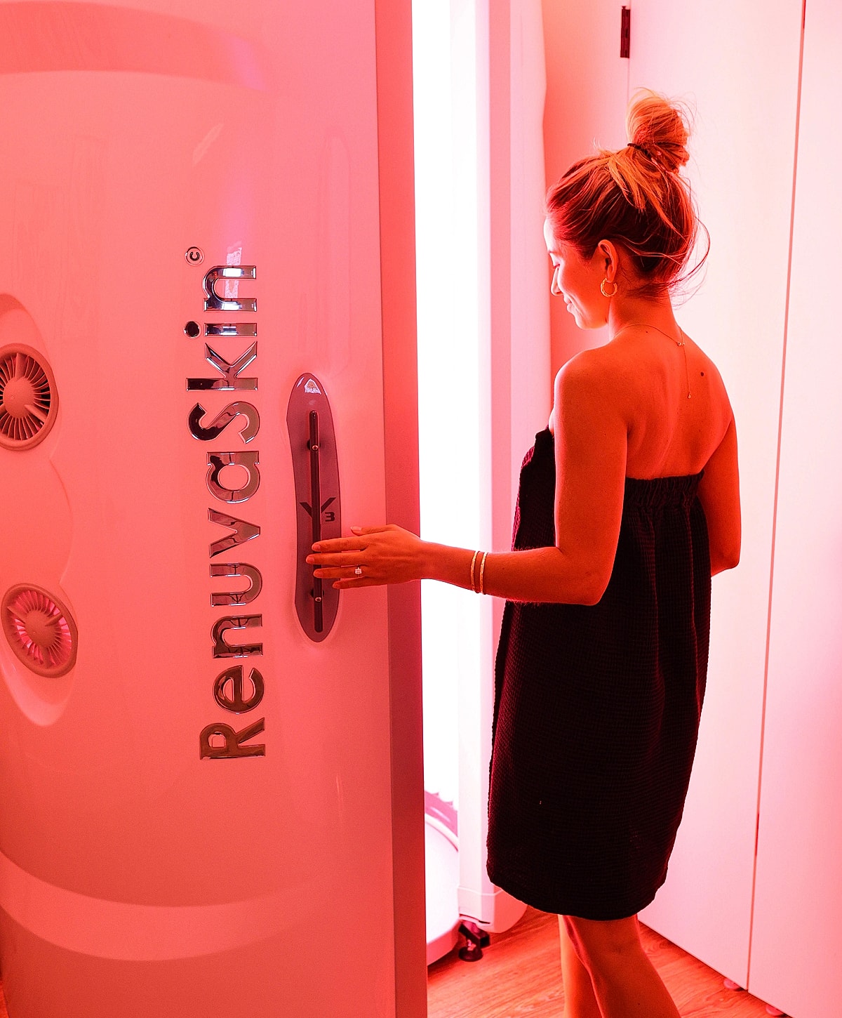 Woman receiving a skin treatment in a clinic.