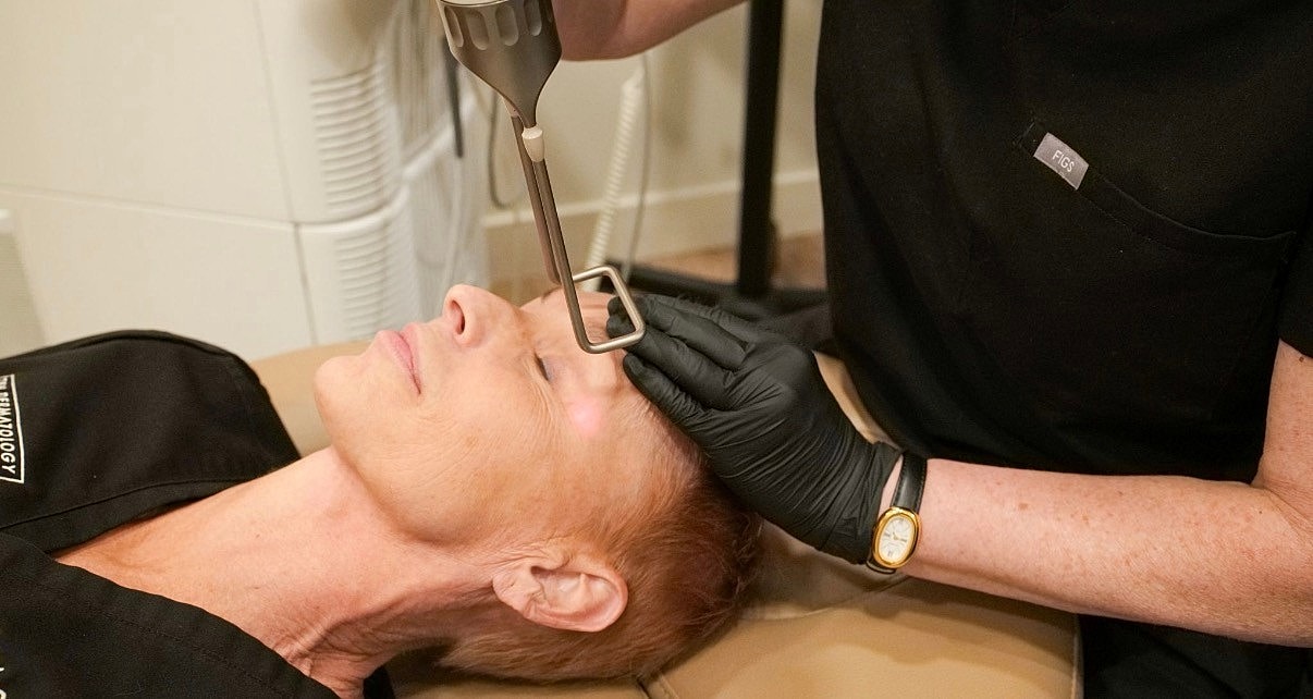 Skincare treatment in progress with client.