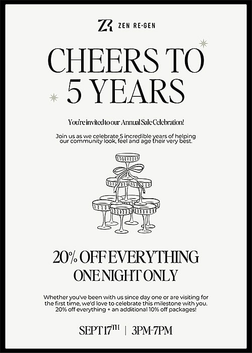 Fifth anniversary sale event invitation.